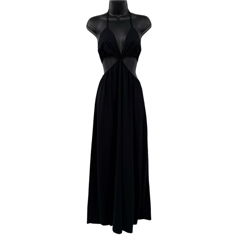 Zara Halter Cutout Open Back Maxi Dress in Black | Medium - Picture 3 of 7